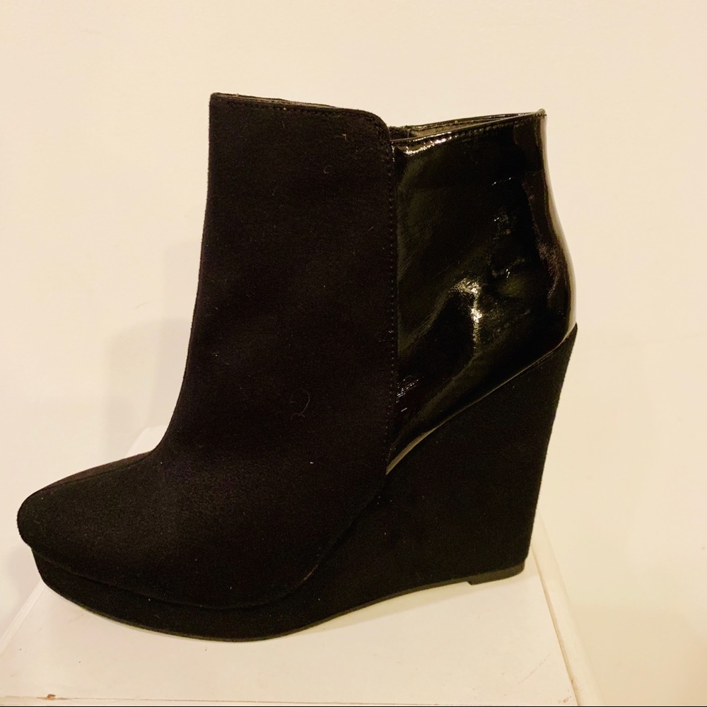 Michael Antonio black wedge ankle boots